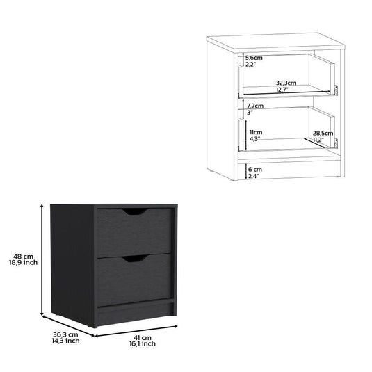 Mesa de Noche Brasilia,Wengue, con Diseño Practico, Funcional y Moderno X2