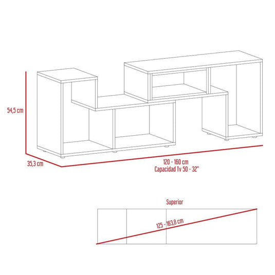 Rack para TV, Extensible Beijing, Blanco Marqueza, con Espacio Para Televisor de Hasta 50 Pulgadas