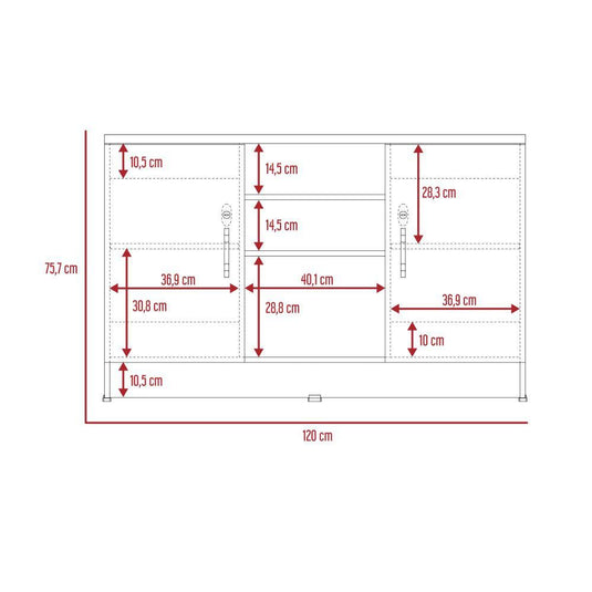 Mueble Auxiliar Recibidor Basic, Negro Soft y Chocolate, con Dos Puertas Batientes