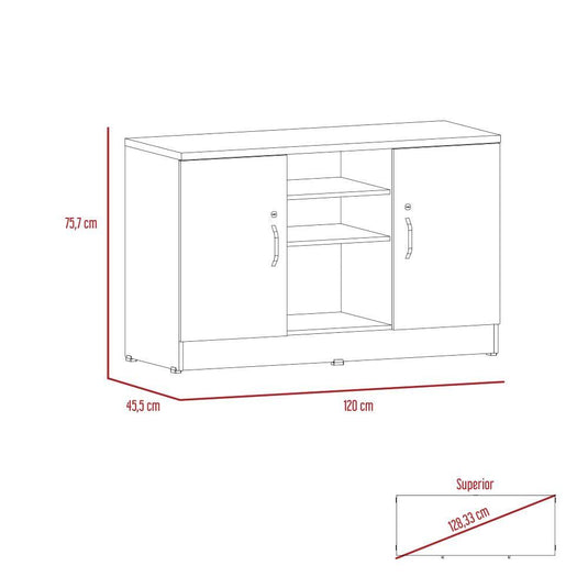 Mueble Auxiliar Recibidor Basic, Negro Soft y Chocolate, con Dos Puertas Batientes