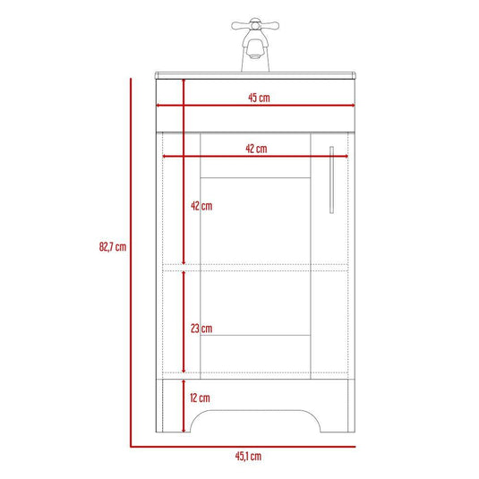 Mueble Lavamanos Barcelona, Wengue, con Una Puerta Batiente