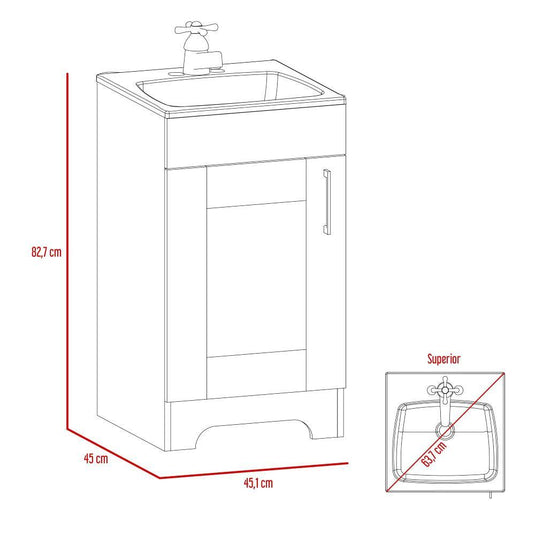 Mueble Lavamanos Barcelona, Wengue, con Una Puerta Batiente