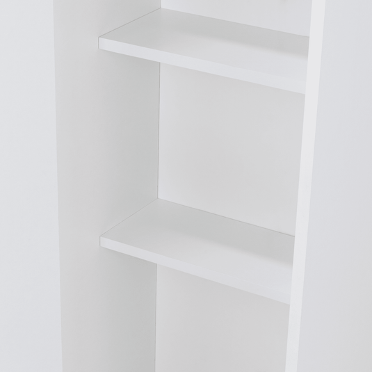 Mueble de Aseo Laska, Blanco, Gran Espacio Para Almacenar articulos de Aseo, con Colgadero de Escobas.