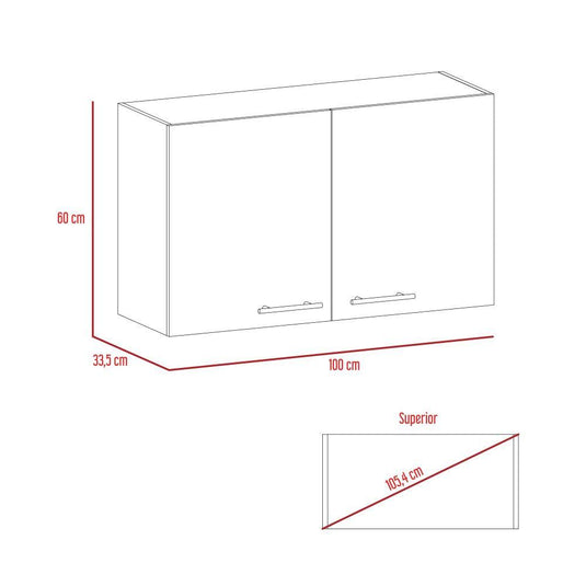 Mueble Aereo 2 Puertas Manchester, Blanco Marqueza Y Ceniza