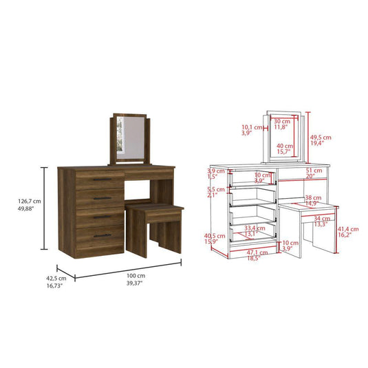 Mueble de Tocador Kaia, Caramelo y Wengue