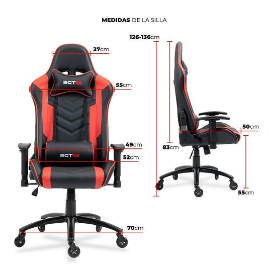 Combo Gamer, Incluye Escritorio Wengue y rojo y Silla Gamer