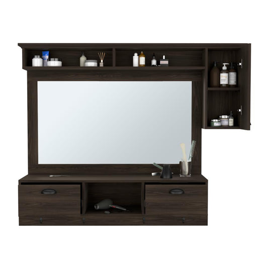 Mueble Tocador o Barberia Walik, Nogal, con dos cajones