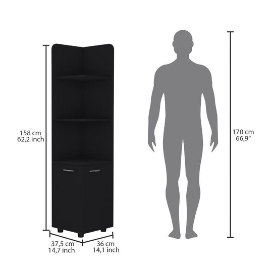 Mueble Esquinero Malibu, Wengue, con dos puertas abatibles y patas metalicas ZF