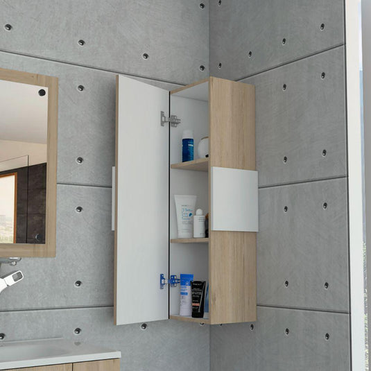 Gabinete de Baño Picasso, Beige y Blanco, con Espacio Para Guardar Objetos de Aseo X2