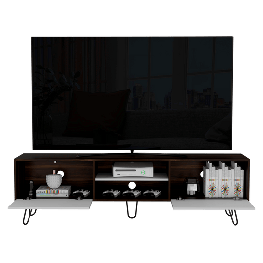 Rack para TV, 80 Pulgadas Vassel, Habano y Blanco Nevado