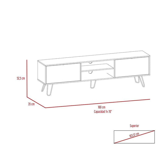 Rack para TV, 80 Pulgadas Vassel, Habano y Blanco Nevado