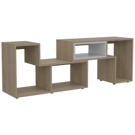 Combo para Sala, Ascher, Incluye Biblioteca, Mesa de Centro, Panel y Rack para TV, Beige y Blanco