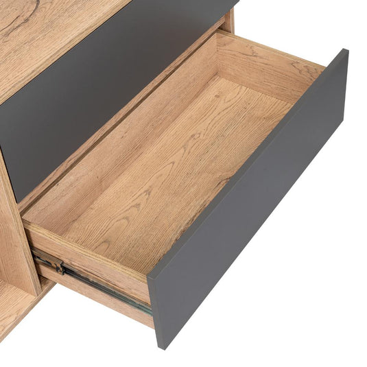 Rack Para Tv Salem, Macadamia y Plomo, con Espacio Para Televisor de Hasta 65 Pulgadas