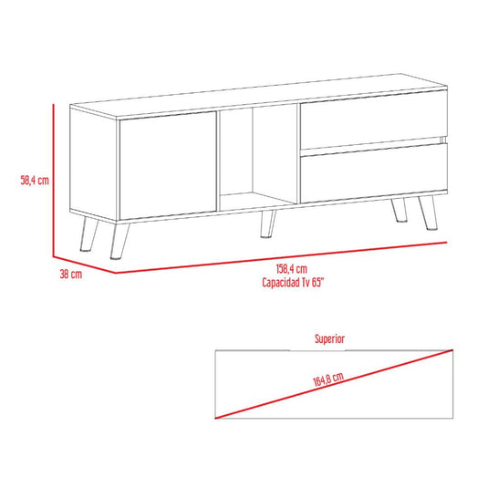 Rack Para Tv Salem, Macadamia y Plomo, con Espacio Para Televisor de Hasta 65 Pulgadas