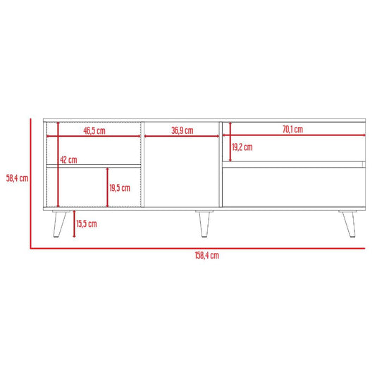 Rack Para Tv Salem, Macadamia y Plomo, con Espacio Para Televisor de Hasta 65 Pulgadas