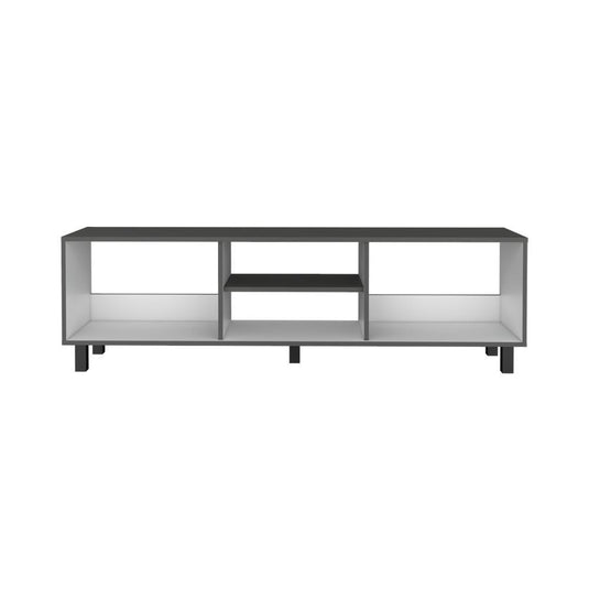 Mesa Para Tv Tunez, Plata Oscuro y Blanco, Para Televisor Hasta 70 Pulgadas