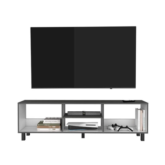 Mesa Para Tv Tunez, Plata Oscuro y Blanco, Para Televisor Hasta 70 Pulgadas