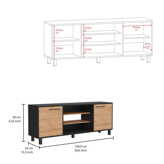 Rack Para Tv Kaia, Wengue y Miel, con Espacio Para Televisor de 65 Pulgadas ZF