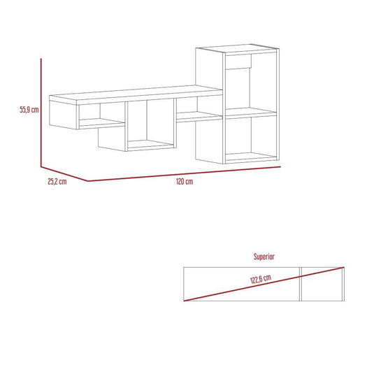 Repisa Wall, Wengue, con Múltiples Entrepaños Para Ubicar Objetos