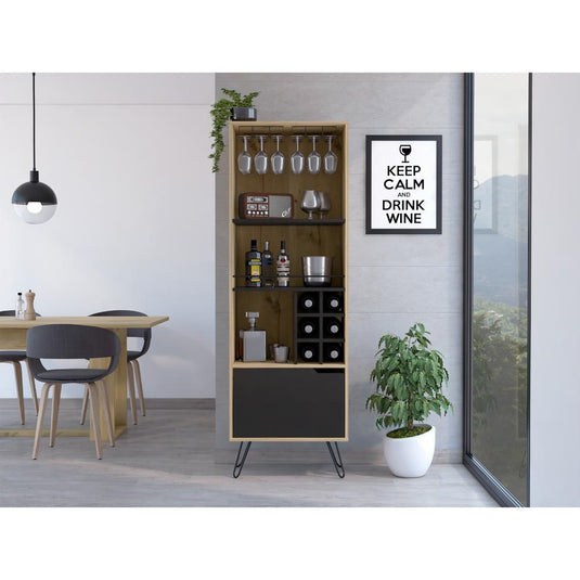 Bar Alto Asten, Café Claro y Wengue, con espacio superior para almacenar copas de vino