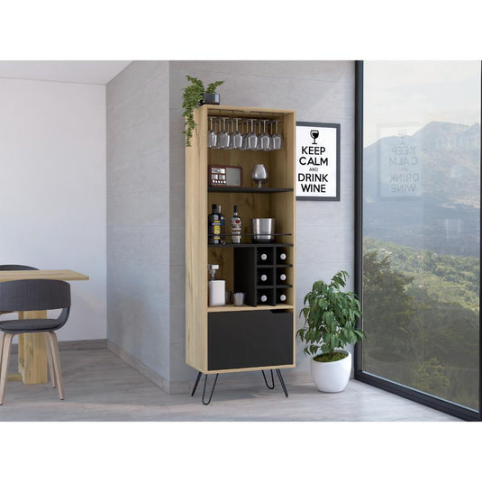 Bar Alto Asten, Café Claro y Wengue, con espacio superior para almacenar copas de vino