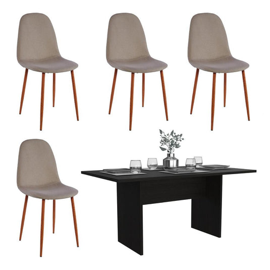 Comedor Concept SL3 Wengue, Incluye Cuatro Sillas Café Claro