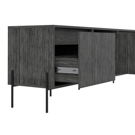 Mesa para TV Tarento, Gris, con patas metalicas en color negro 65"