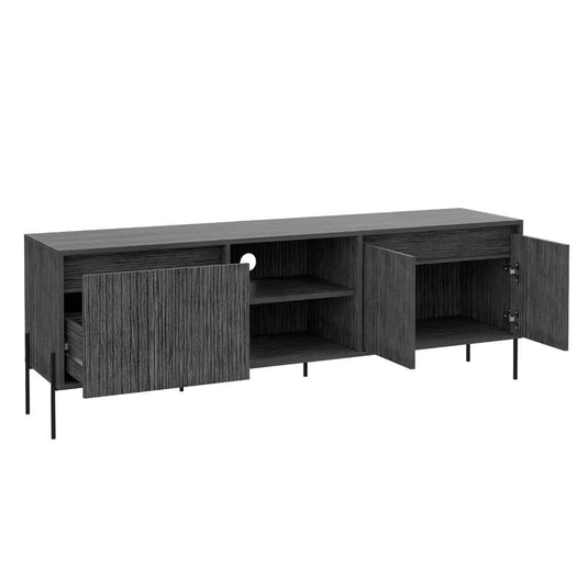 Mesa para TV Tarento, Gris, con patas metalicas en color negro 65"