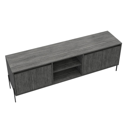 Mesa para TV Tarento, Gris, con patas metalicas en color negro 65"