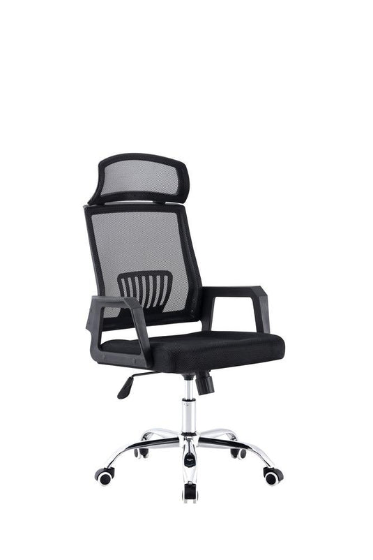 Silla Oficina X-57B, Negro, con Cómodo Espaldar y Rodachines