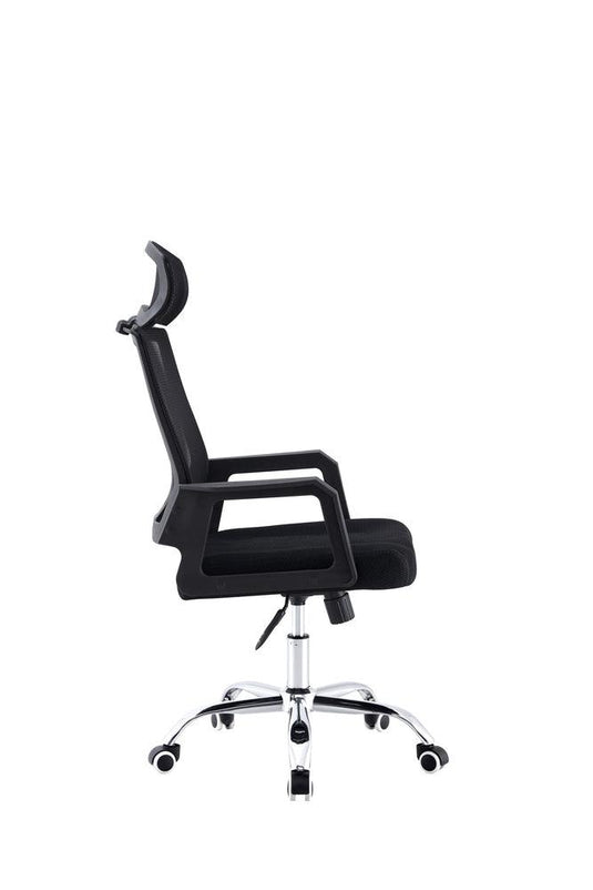 Silla Oficina X-57B, Negro, con Cómodo Espaldar y Rodachines