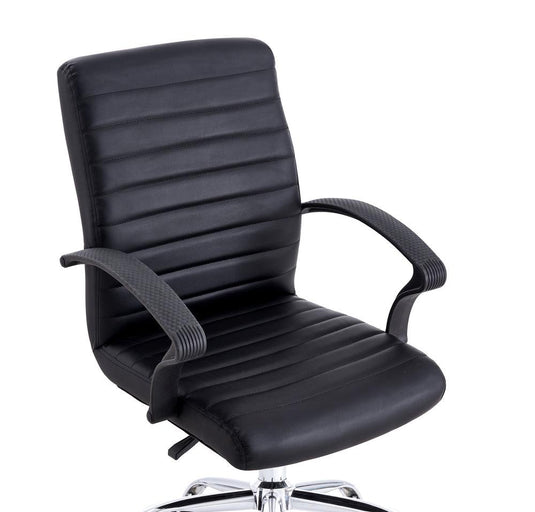 Silla Oficina X-59B, Negro, con Cómodo Espaldar y Rodachines