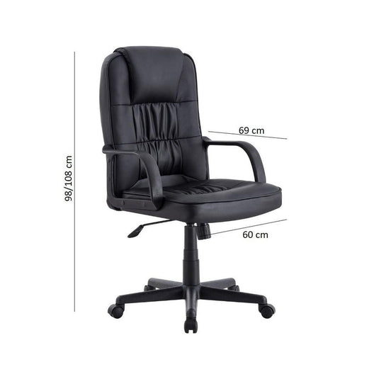 Silla Oficina X-69B, Negro, con Cómodo Espaldar y Rodachines