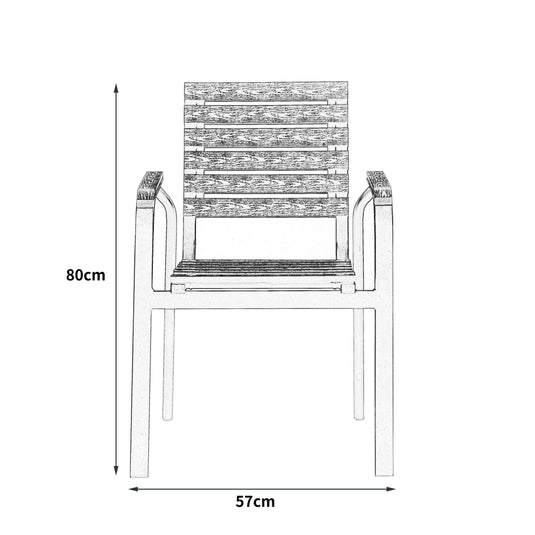 Sillas Comedor Exterior Rapel Negro, con Cómodo Espaldar x4