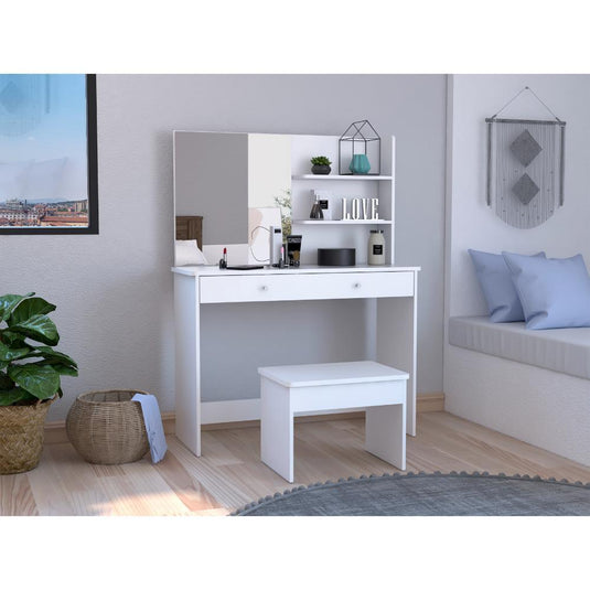 Mueble Tocador Rouse, Blanco Marquez, espacio para ubicar Maquillaje