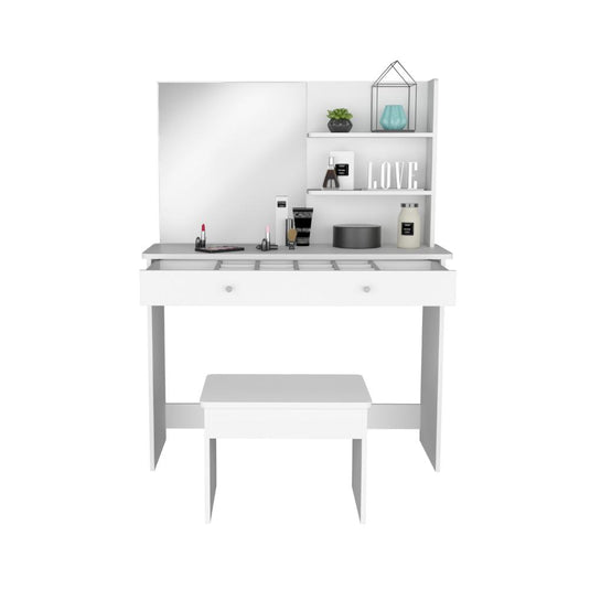 Mueble Tocador Rouse, Blanco Marquez, espacio para ubicar Maquillaje