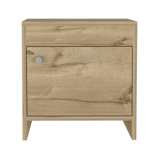 Mesa de Noche Tutto, Café Claro, con Cajón Para Guardar Objetos Ideal Para Espacios Reducidos X2