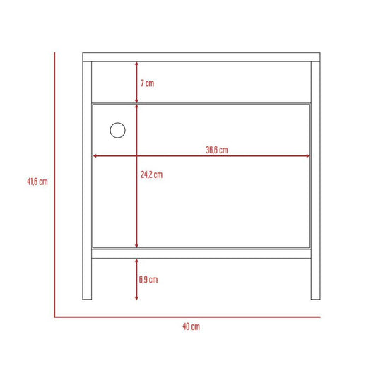 Mesa de Noche Tutto, Café Claro, con Cajón Para Guardar Objetos Ideal Para Espacios Reducidos X2