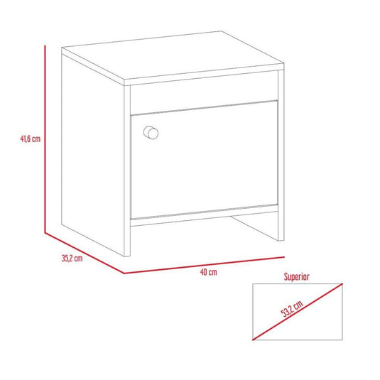 Mesa de Noche Tutto, Café Claro, con Cajón Para Guardar Objetos Ideal Para Espacios Reducidos X2