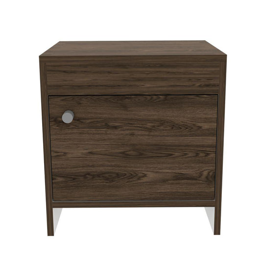Mesa de Noche Tutto, Chocolate y Blanco, con Un Cajón Amplio Ideal Para Espacios Pequeños X2