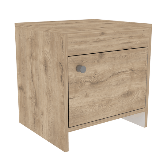 Mesa de Noche Tutto, Macadamia y Blanco Duqueza, con Cajón Para Guardar Objetos Ideal Para Espacios Reducidos X2