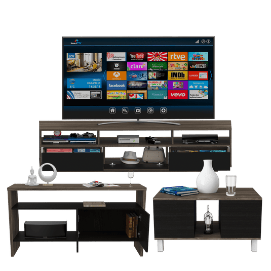 Combo Para Sala Vrikam, Incluye Rack para TV, Mesa de Centro y Arrimo