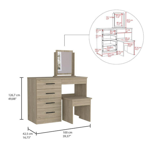 Mueble de Tocador Kaia, Rovere y Blanco Marqueza