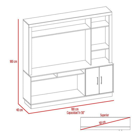 Combo Para Habitación Cantabria Bariloche, Incluye Rack para TV Y Armario