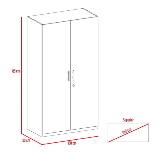 Armario Maya, Wengue, con Dos Puertas Abatibles con Cerradura y Cuatro Entrepaños