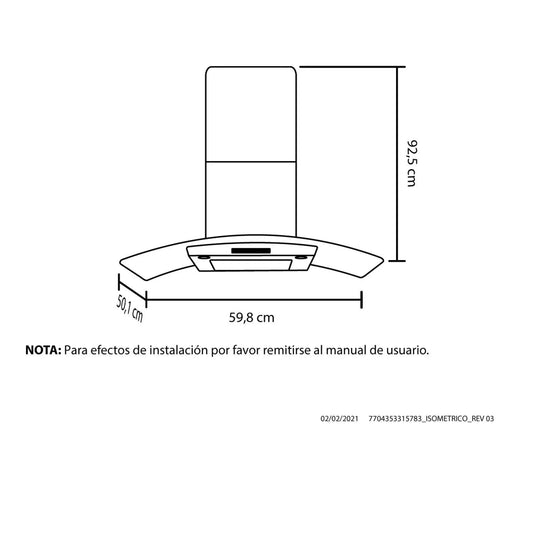 Campana Península Inox 60 cm 4 velocidades Haceb