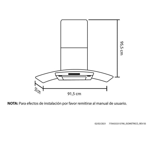 Campana Península Inox 90 cm 4 velocidades Haceb