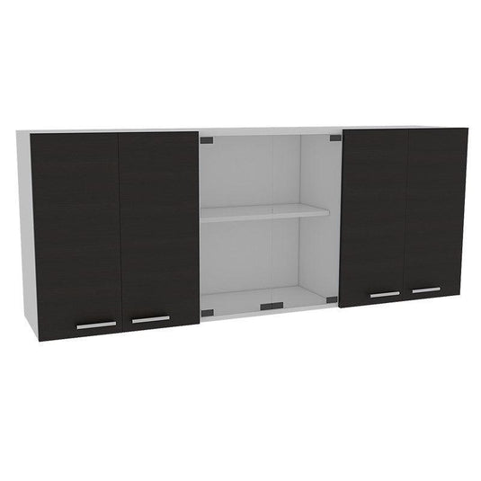 Gabinete Superior, Vidrio Blanco y Frentes Wengue