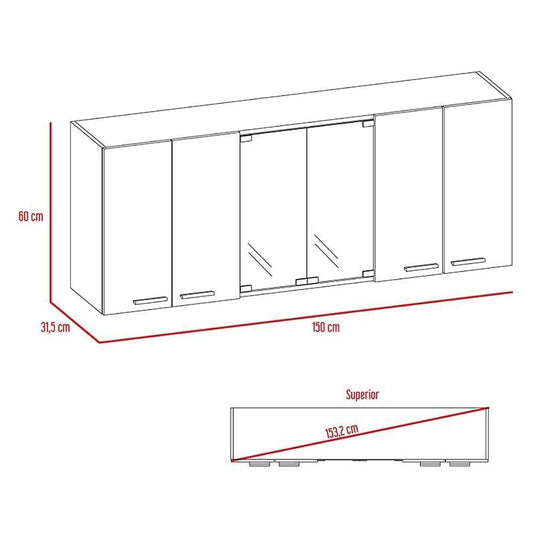 Combo Para Cocina Estarlet, Wengue, con Alacena y Mueble Superior de Cocina